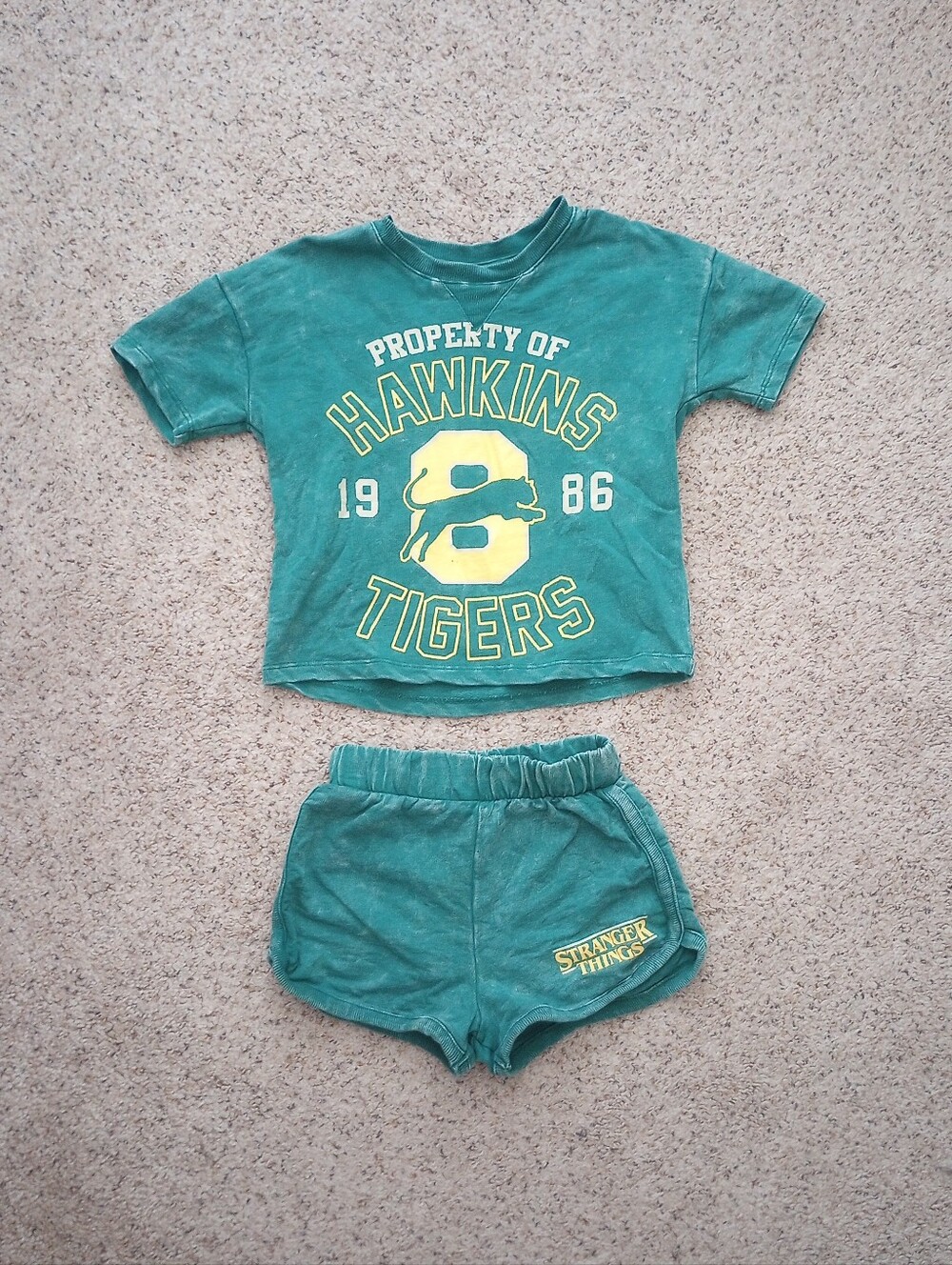 Netflix Stranger Things Property Of Hawkins Tigers Kids Shirt And Shorts 4T